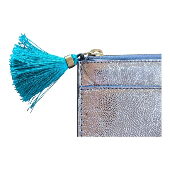 J. Crew Metallic Gold Leather Zip Closure Pouch - Picture 5 of 8